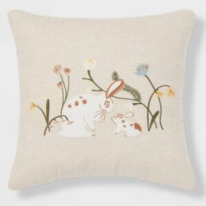 NWT - Mom and Baby Bunny Square Throw Pillow Cream - Threshold